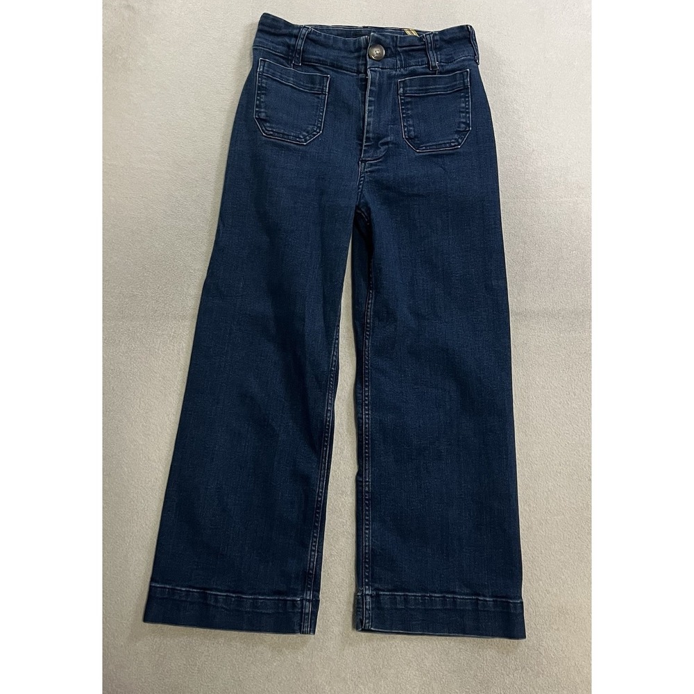 Anthropologie Maeve The Colette Cropped Wide Leg Pants Womens Size 26 Blue Denim